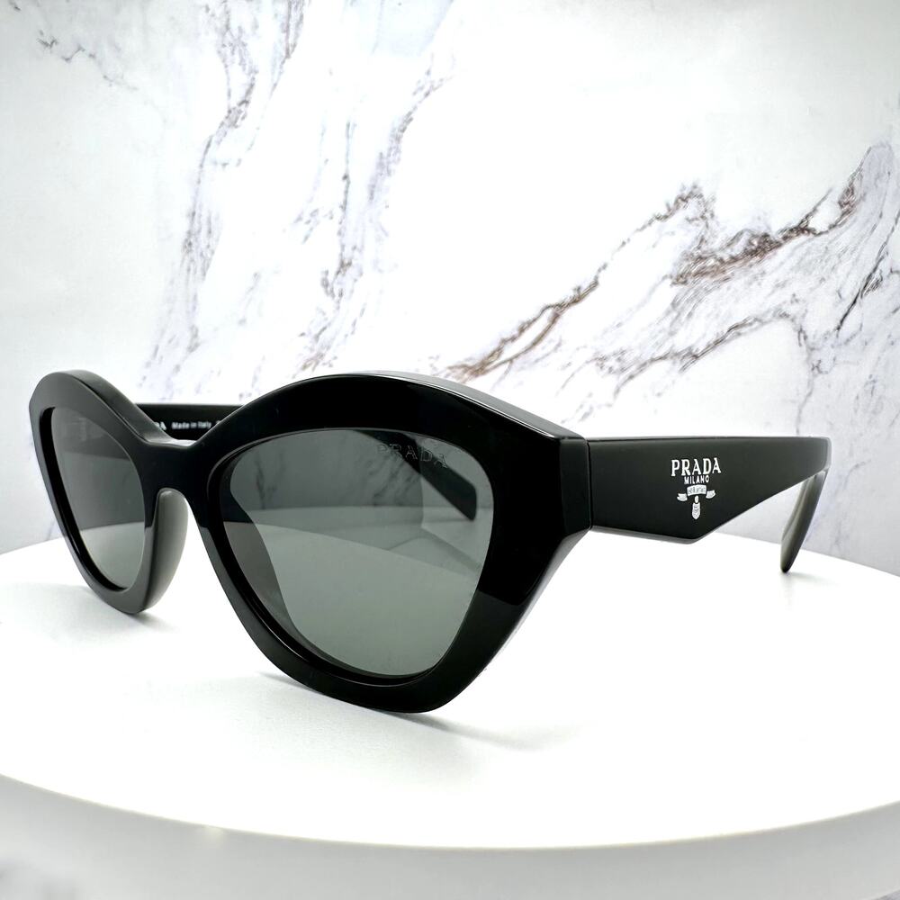 New PRADA Sunglasses Black Butterfly Cat Eye Logo Symbole Logo New - Picture 7 of 16